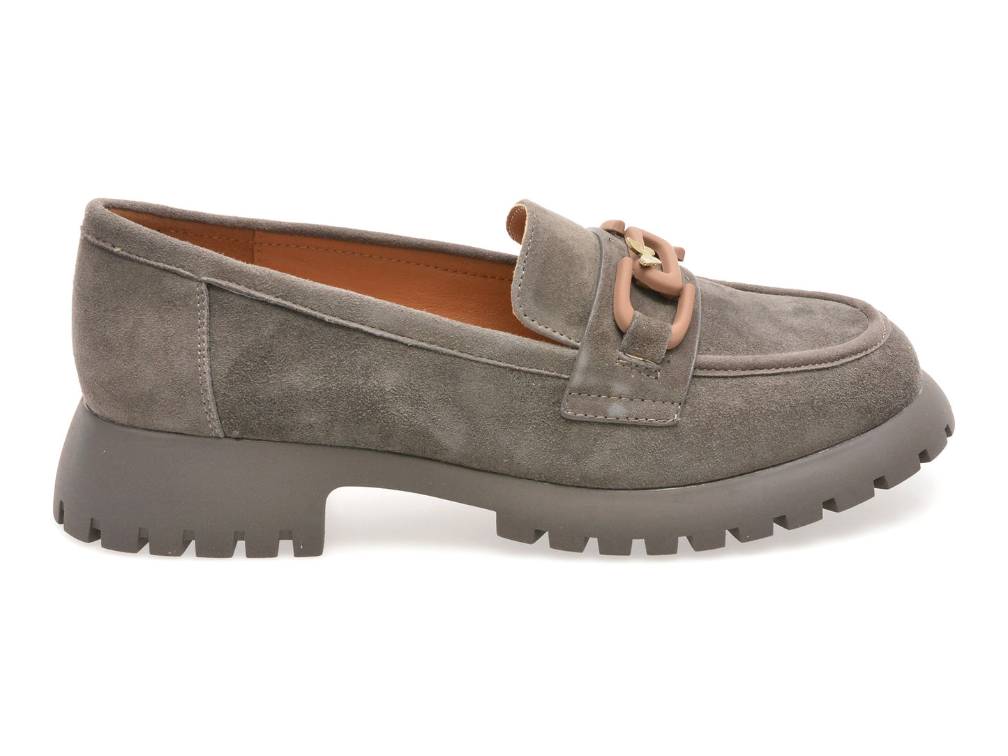 Mocasini gryxo gri, V856G45, din piele intoarsa