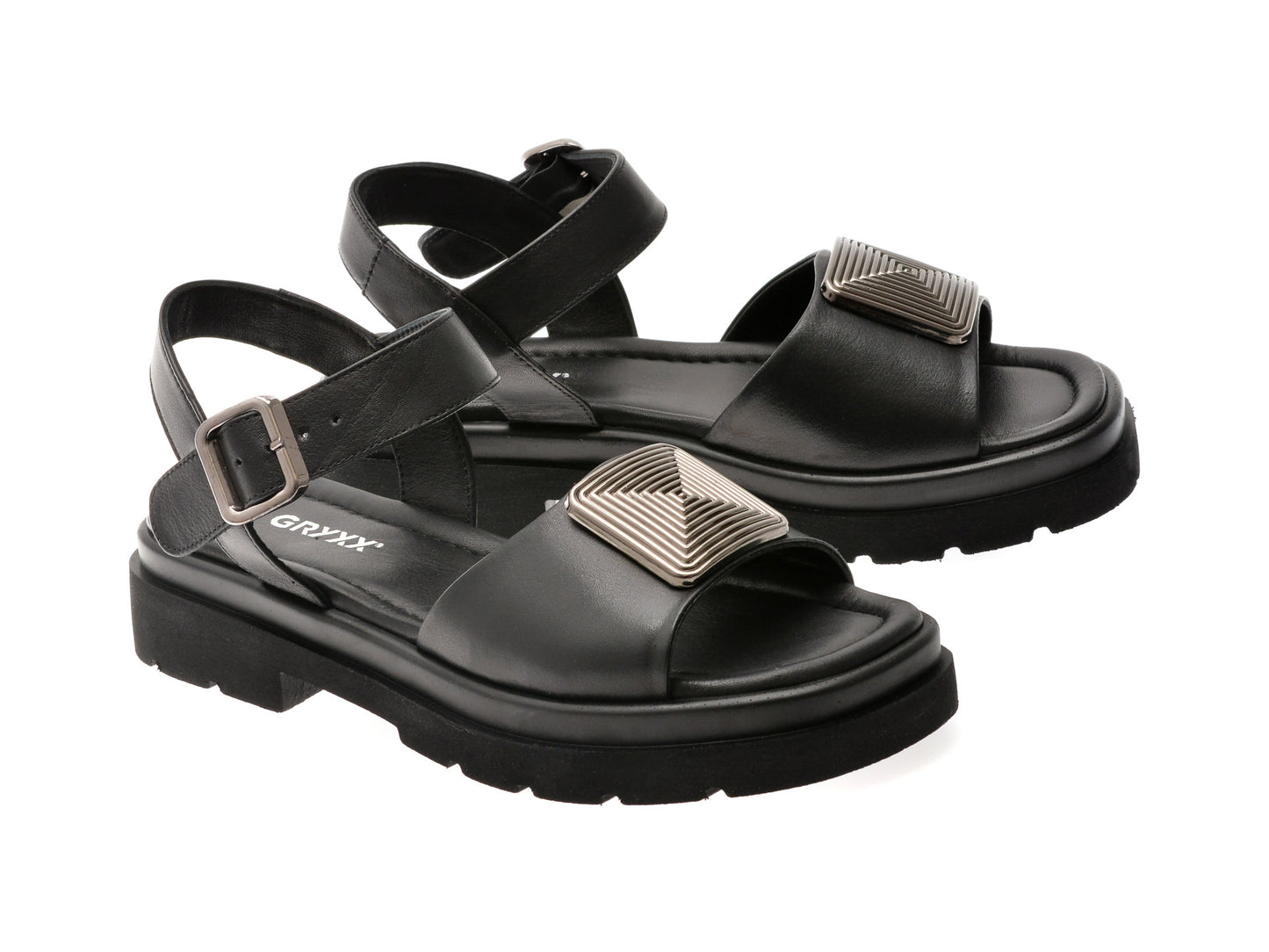 Sandale gryxo negre, 220380, din piele naturala