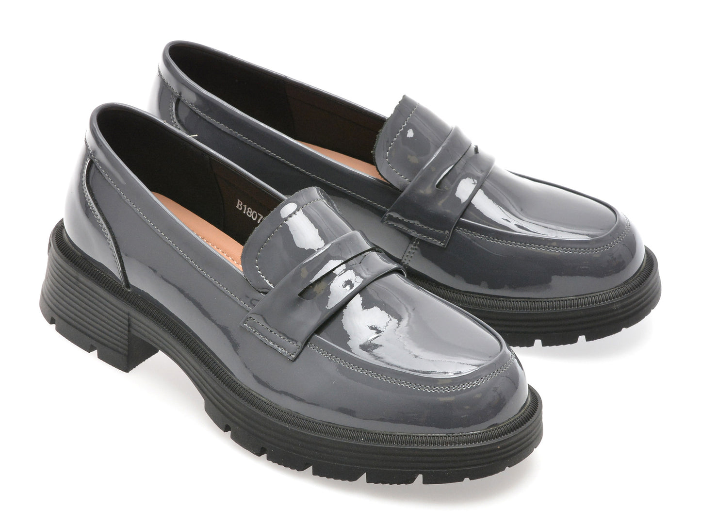 Mocasini gryxo bleumarin, 18079, din piele naturala lacuita