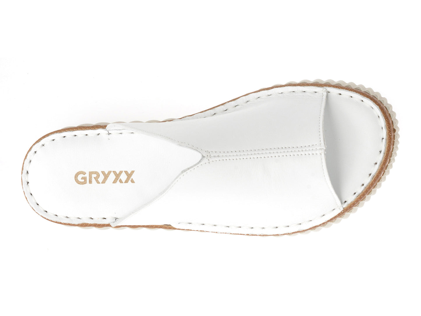 Papuci gryxo albi, CS3213, din piele naturala