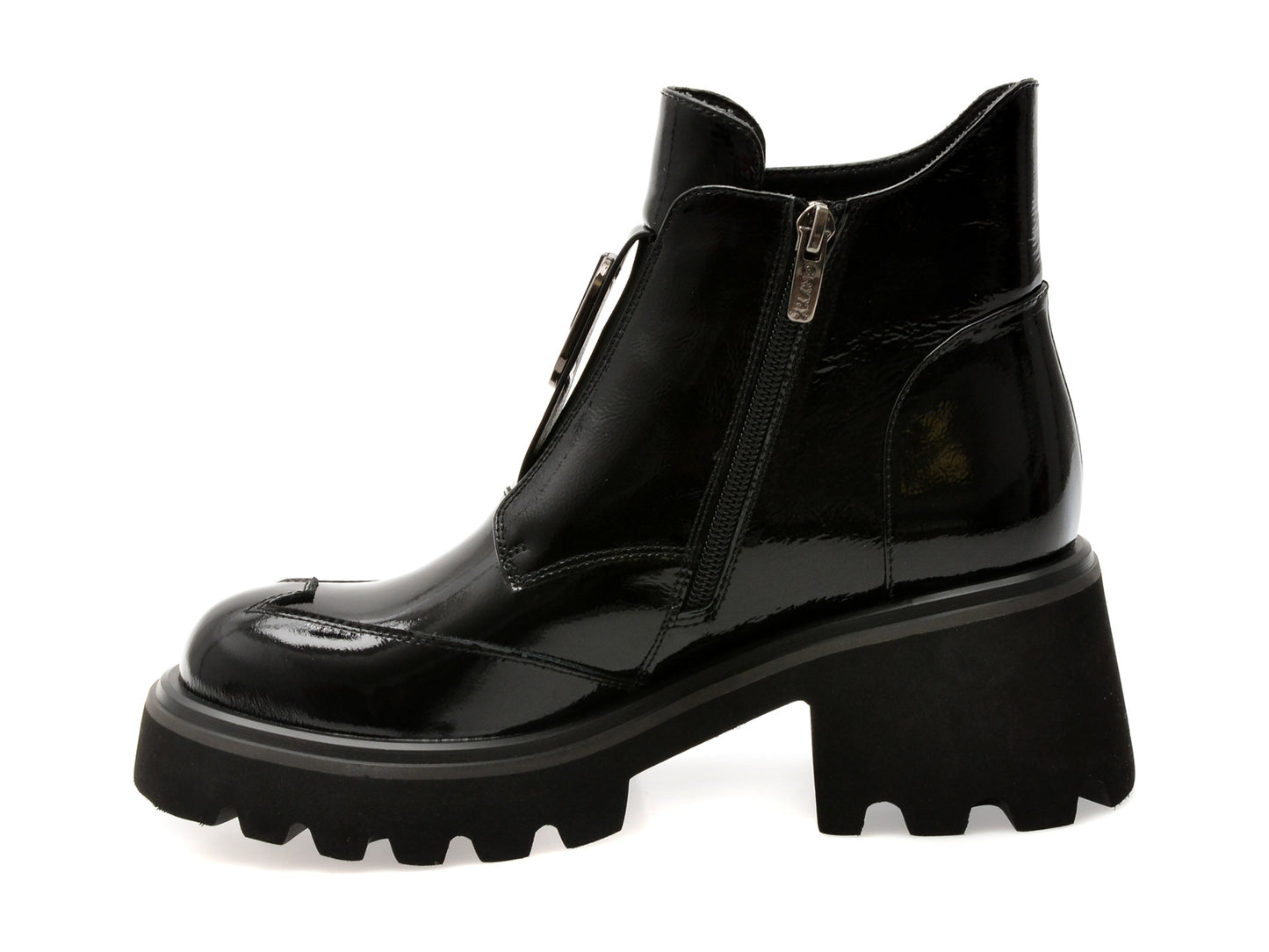 Ghete gryxo negre, RT4011, din piele naturala lacuita