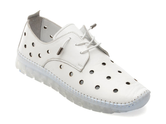 Pantofi gryxo albi, MN8006, din piele naturala