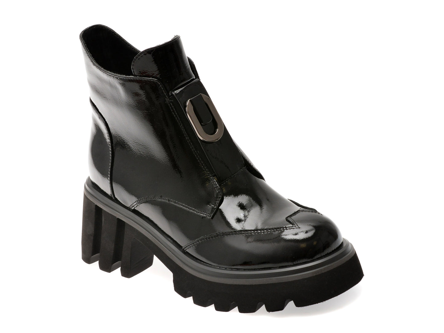 Ghete gryxo negre, RT4011, din piele naturala lacuita