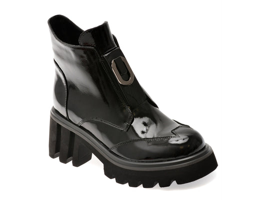 Ghete gryxo negre, RT4011, din piele naturala lacuita