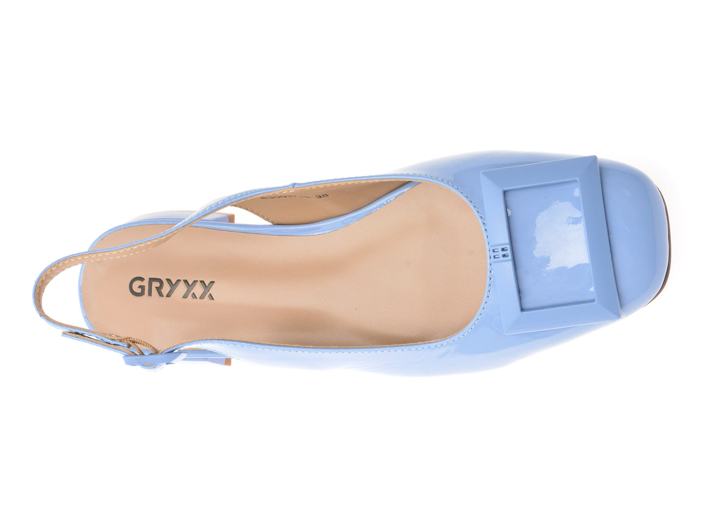 Pantofi gryxo albastri, 63003, din piele naturala lacuita