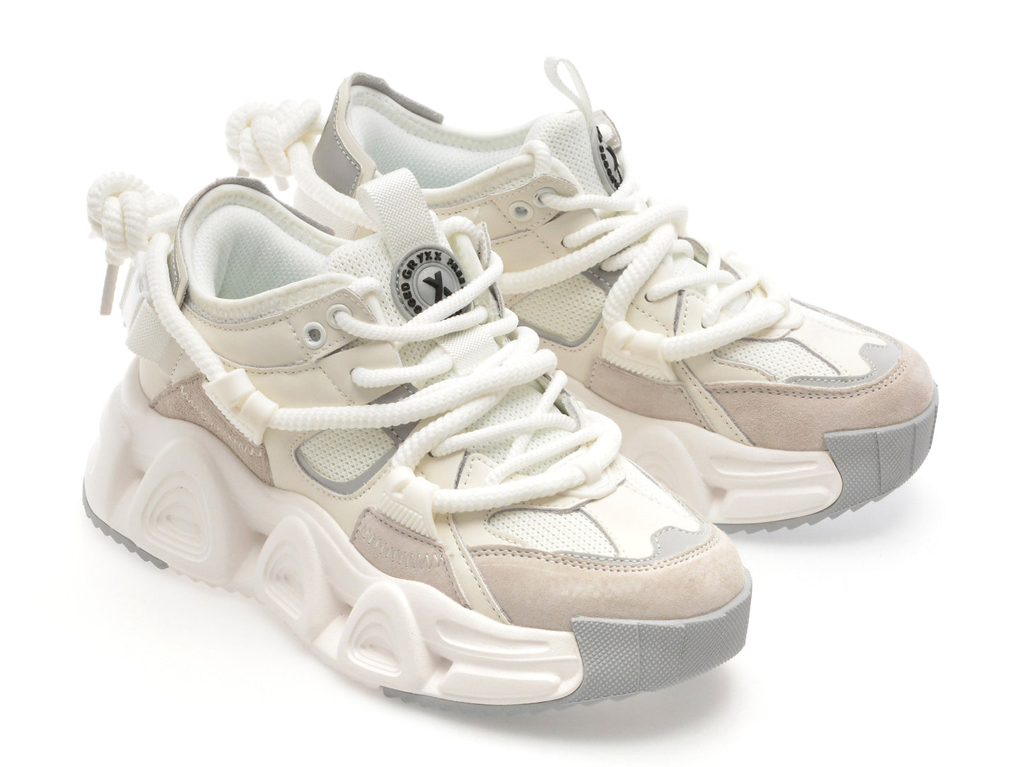 Pantofi sport gryxo albi, 24120, din material textil