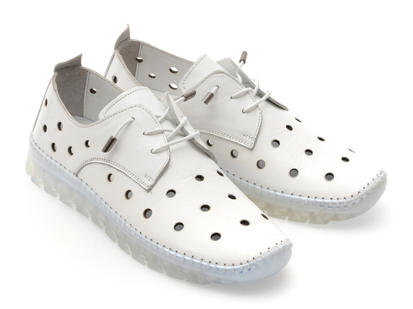 Pantofi gryxo albi, MN8006, din piele naturala