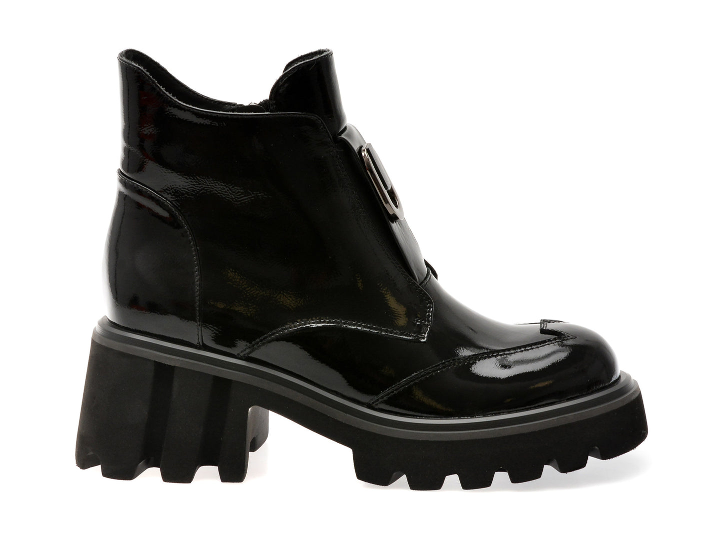 Ghete gryxo negre, RT4011, din piele naturala lacuita