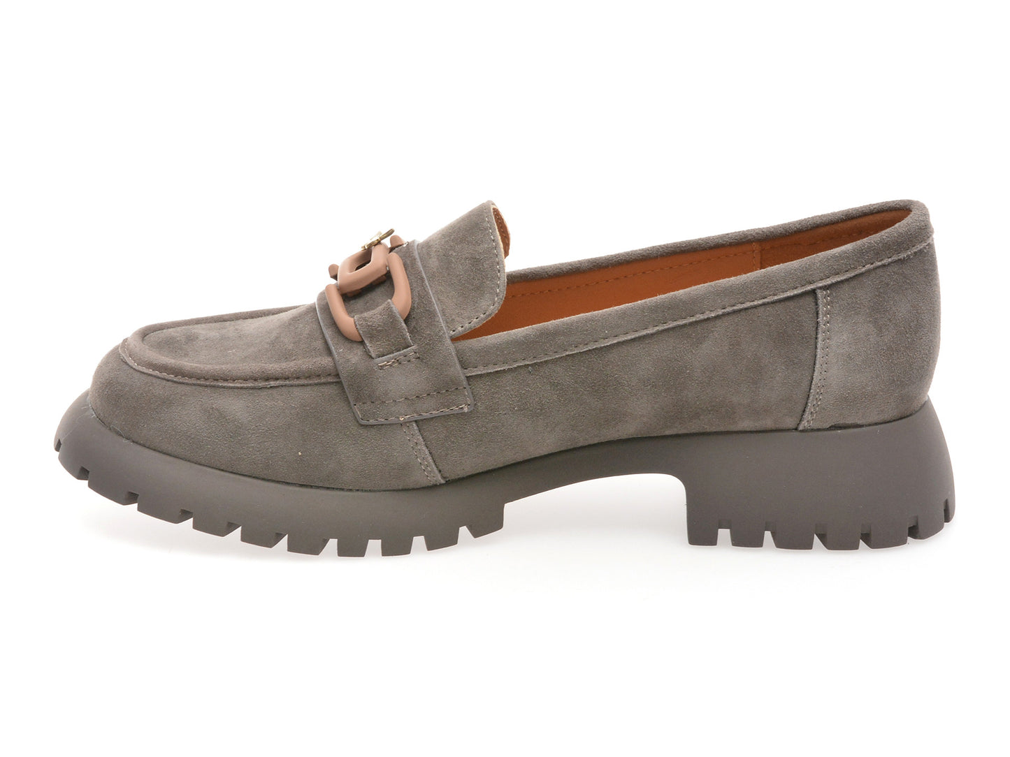 Mocasini gryxo gri, V856G45, din piele intoarsa