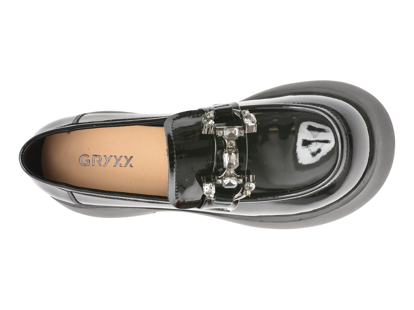 Mocasini gryxo negri, 88170, din piele naturala lacuita