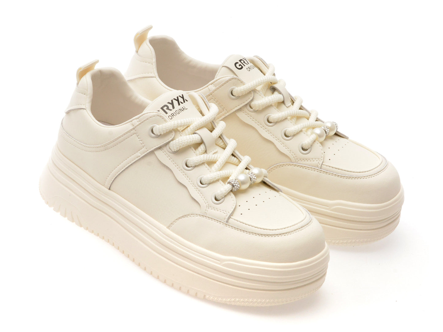 Pantofi sport gryxo albi, 1701, din piele naturala