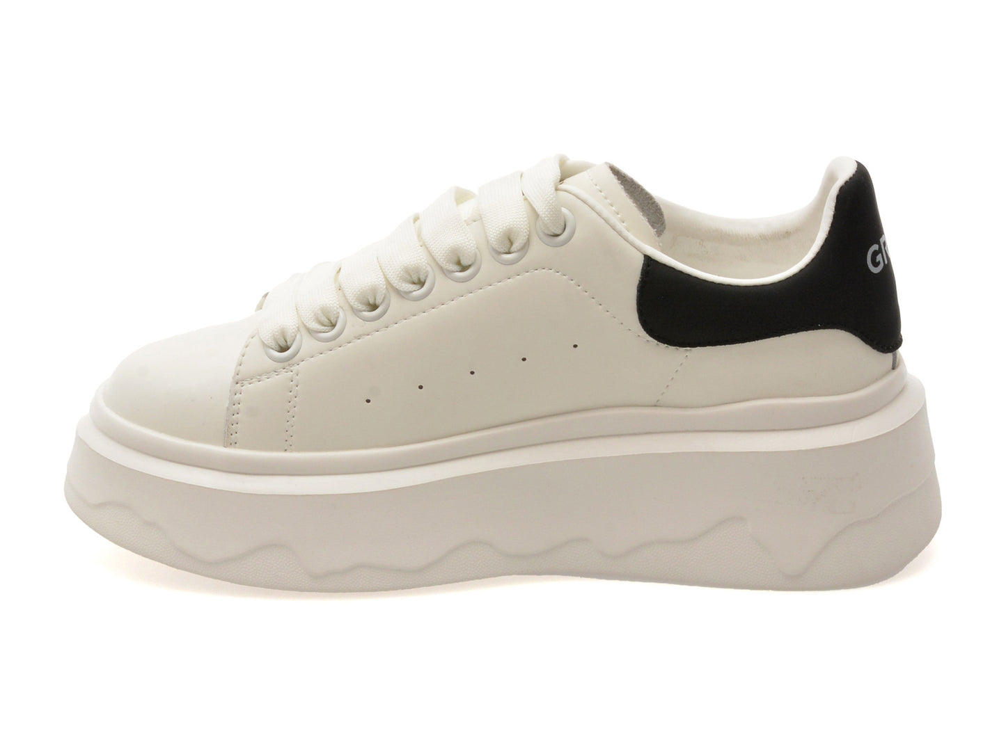 Pantofi sport gryxo alb-negru, 3F612, din piele naturala
