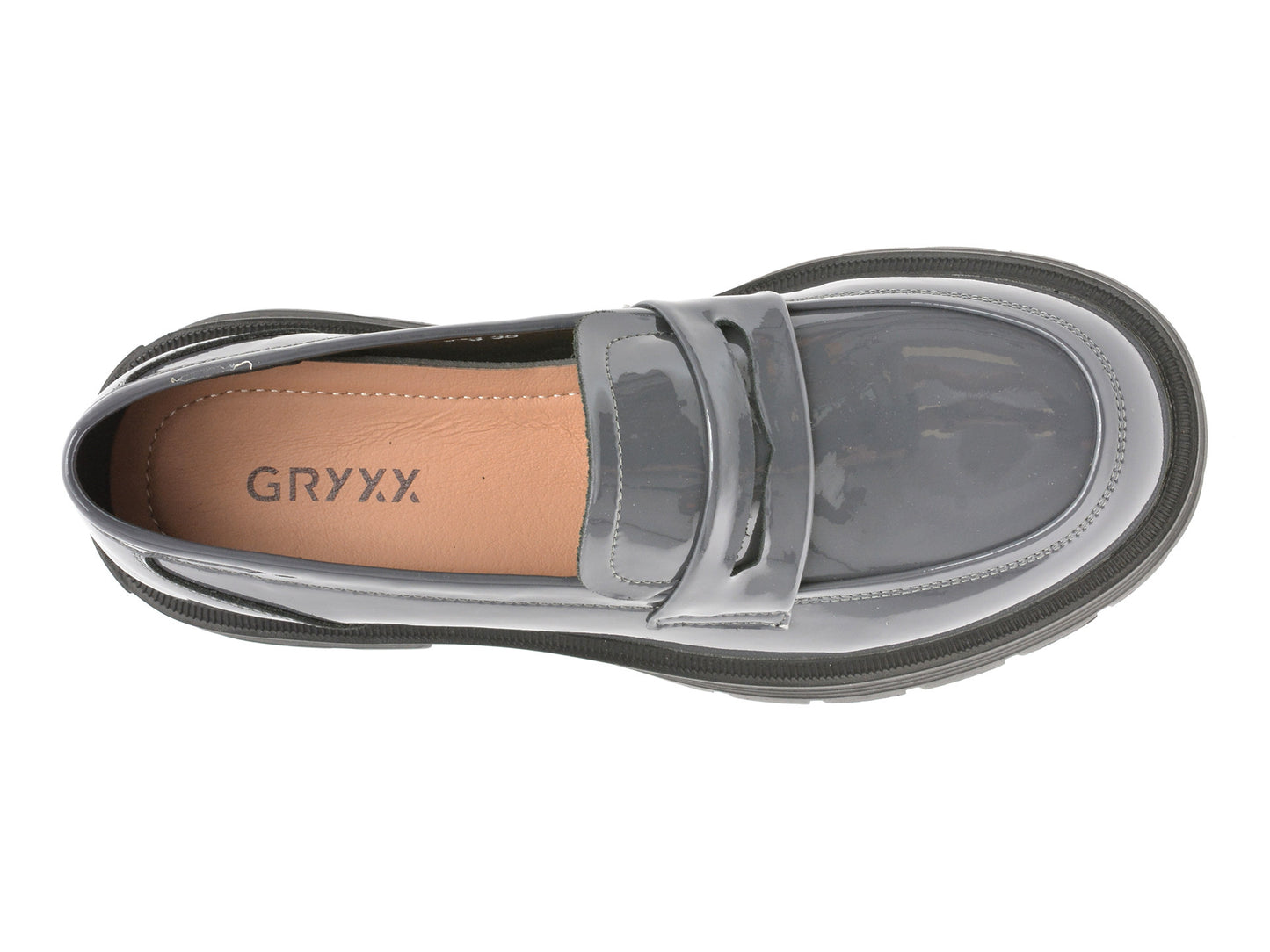 Mocasini gryxo bleumarin, 18079, din piele naturala lacuita