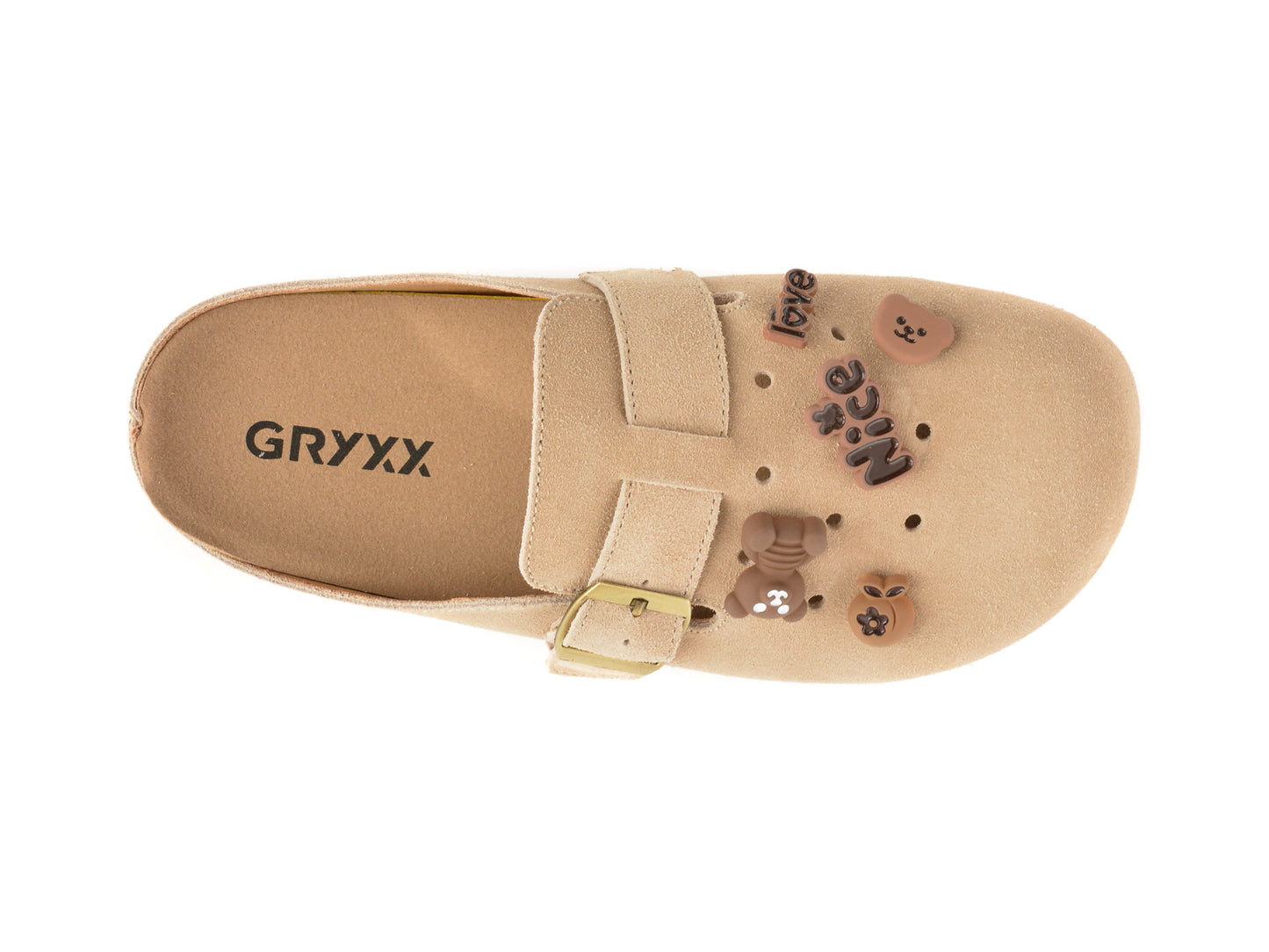 Papuci gryxo bej, B6610, din piele intoarsa