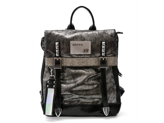 Rucsac gryxo negru, 64144, din piele ecologica