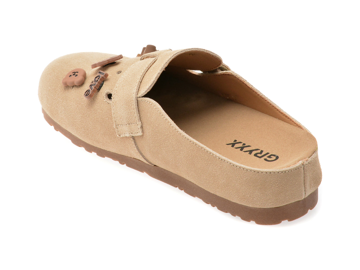 Papuci gryxo bej, B6610, din piele intoarsa
