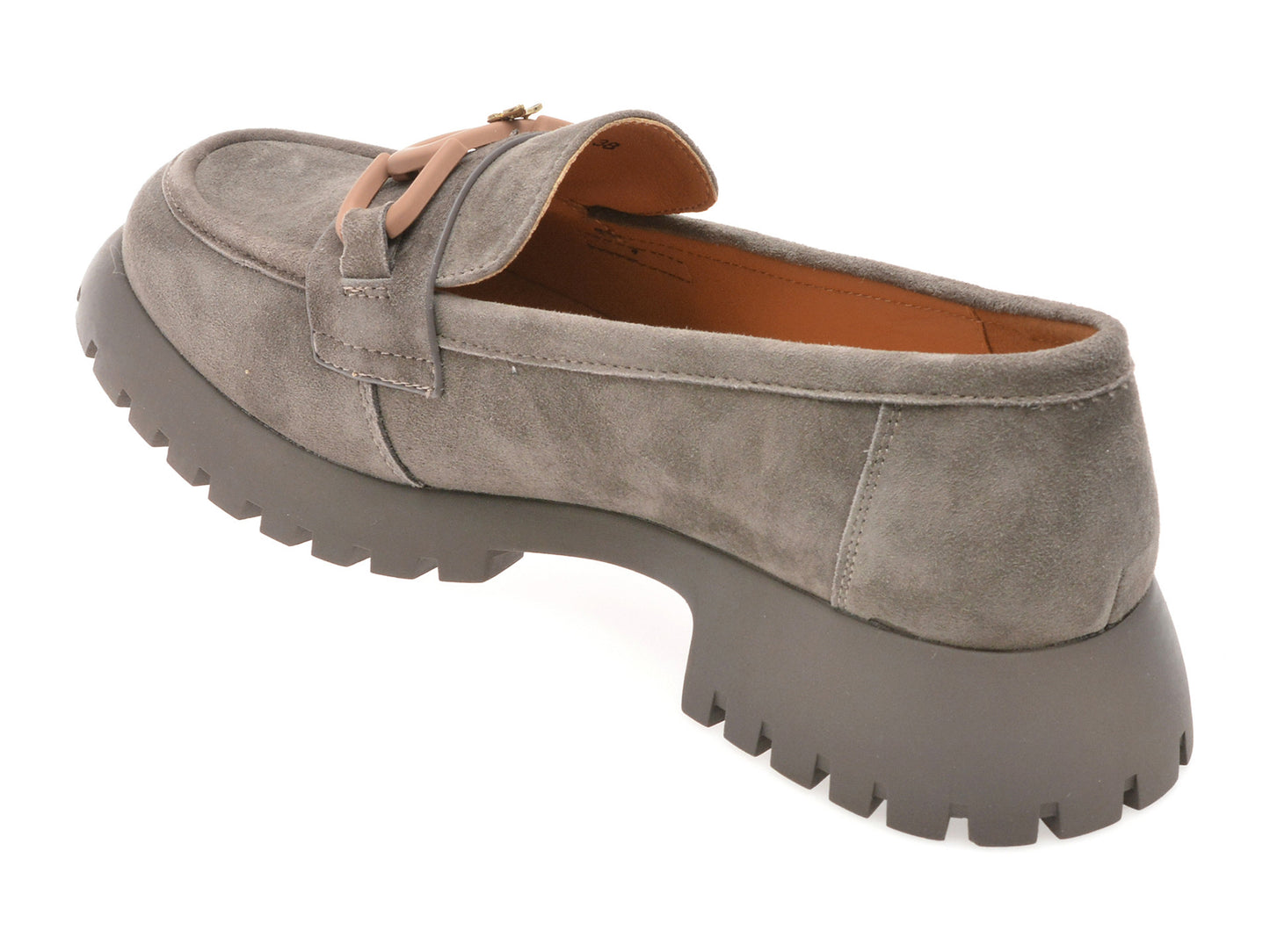 Mocasini gryxo gri, V856G45, din piele intoarsa