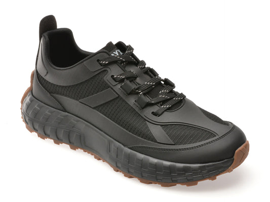 Pantofi sport gryxo negri, A166, din material textil