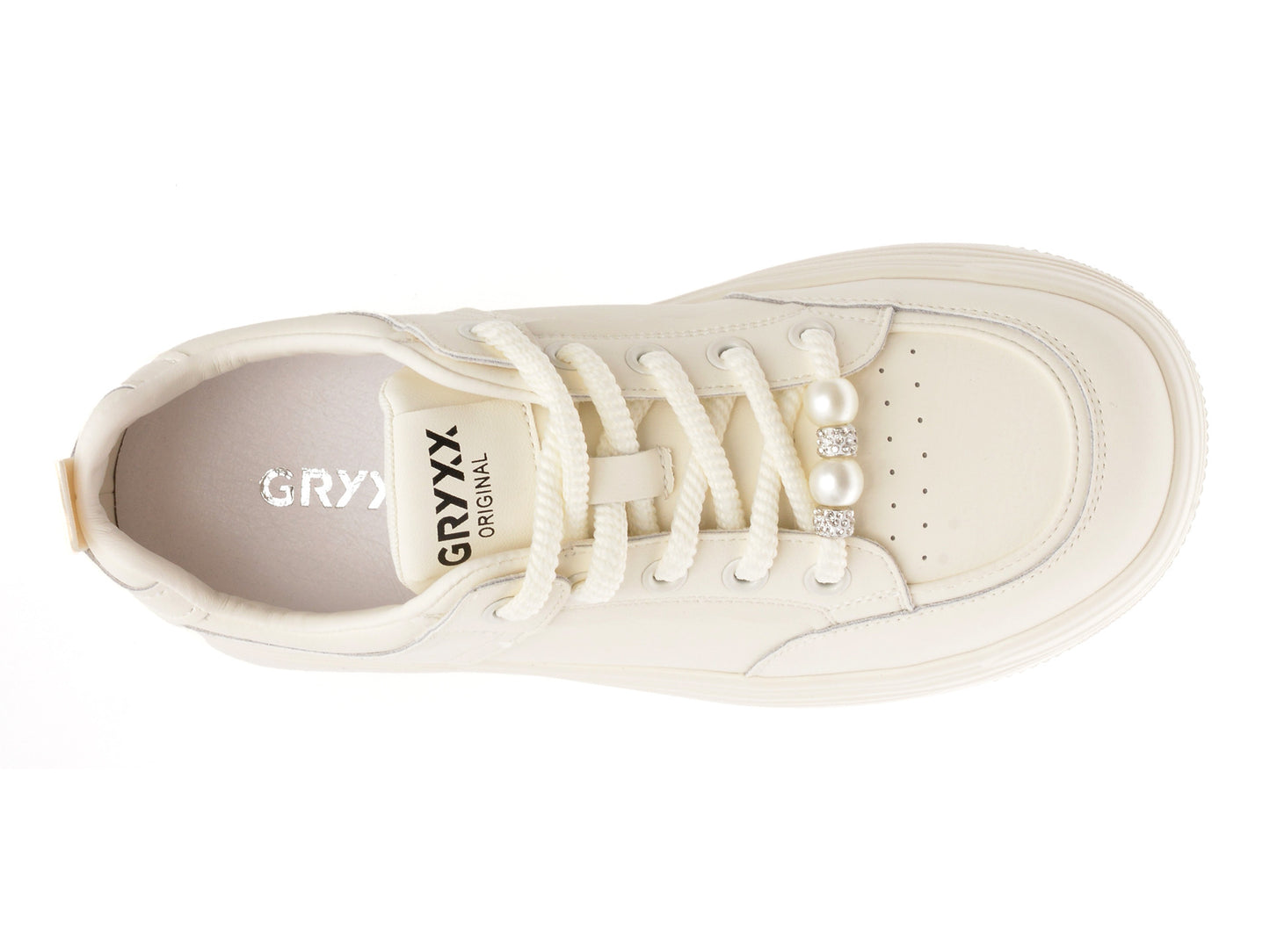 Pantofi sport gryxo albi, 1701, din piele naturala