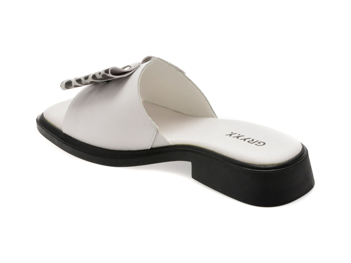 Papuci gryxo albi, 6A038, din piele naturala