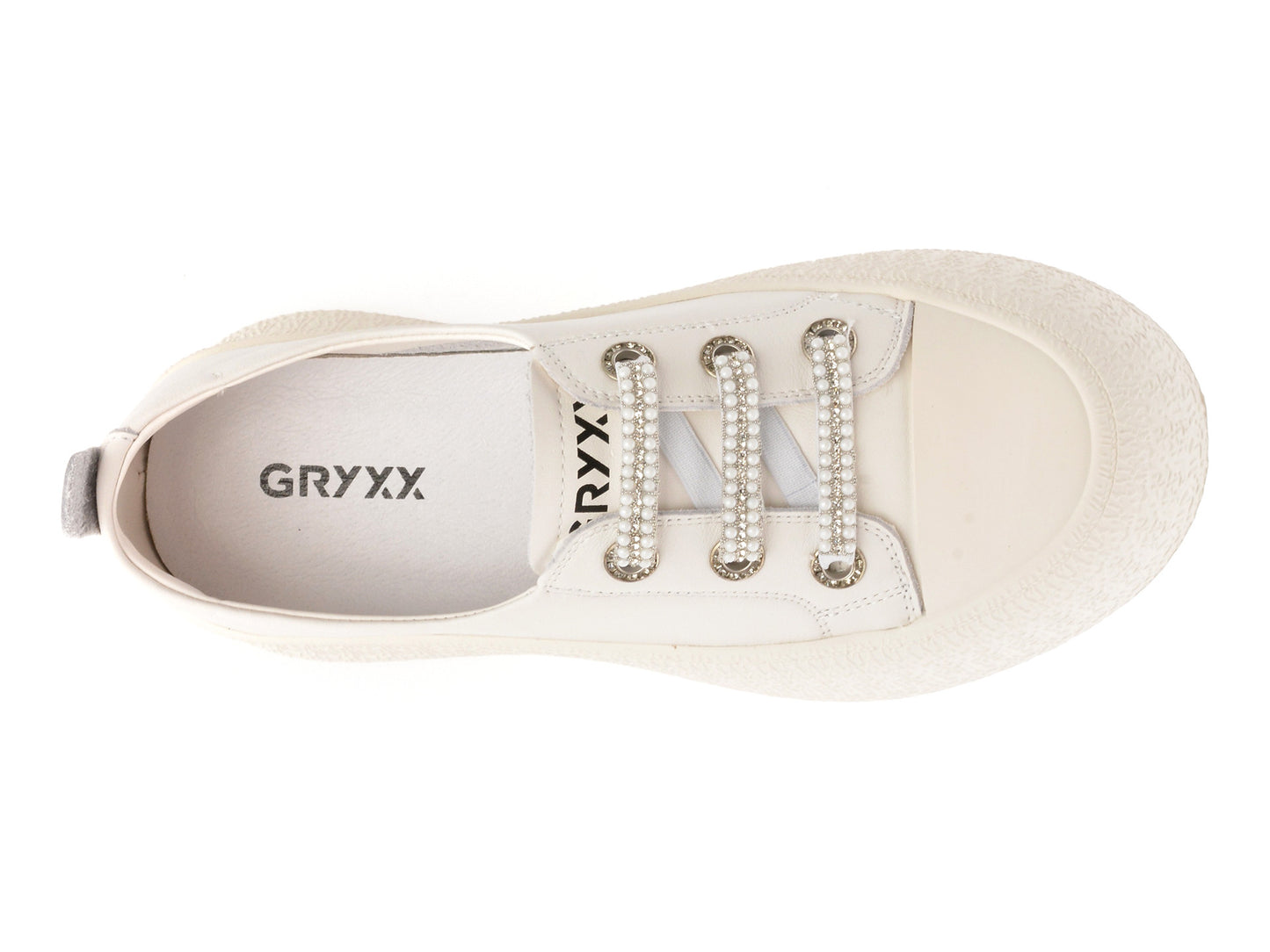 Pantofi sport gryxo albi, 24992, din piele naturala