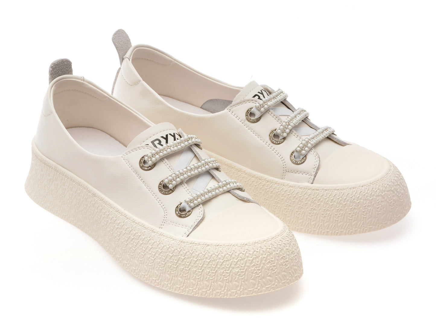 Pantofi sport gryxo albi, 24992, din piele naturala
