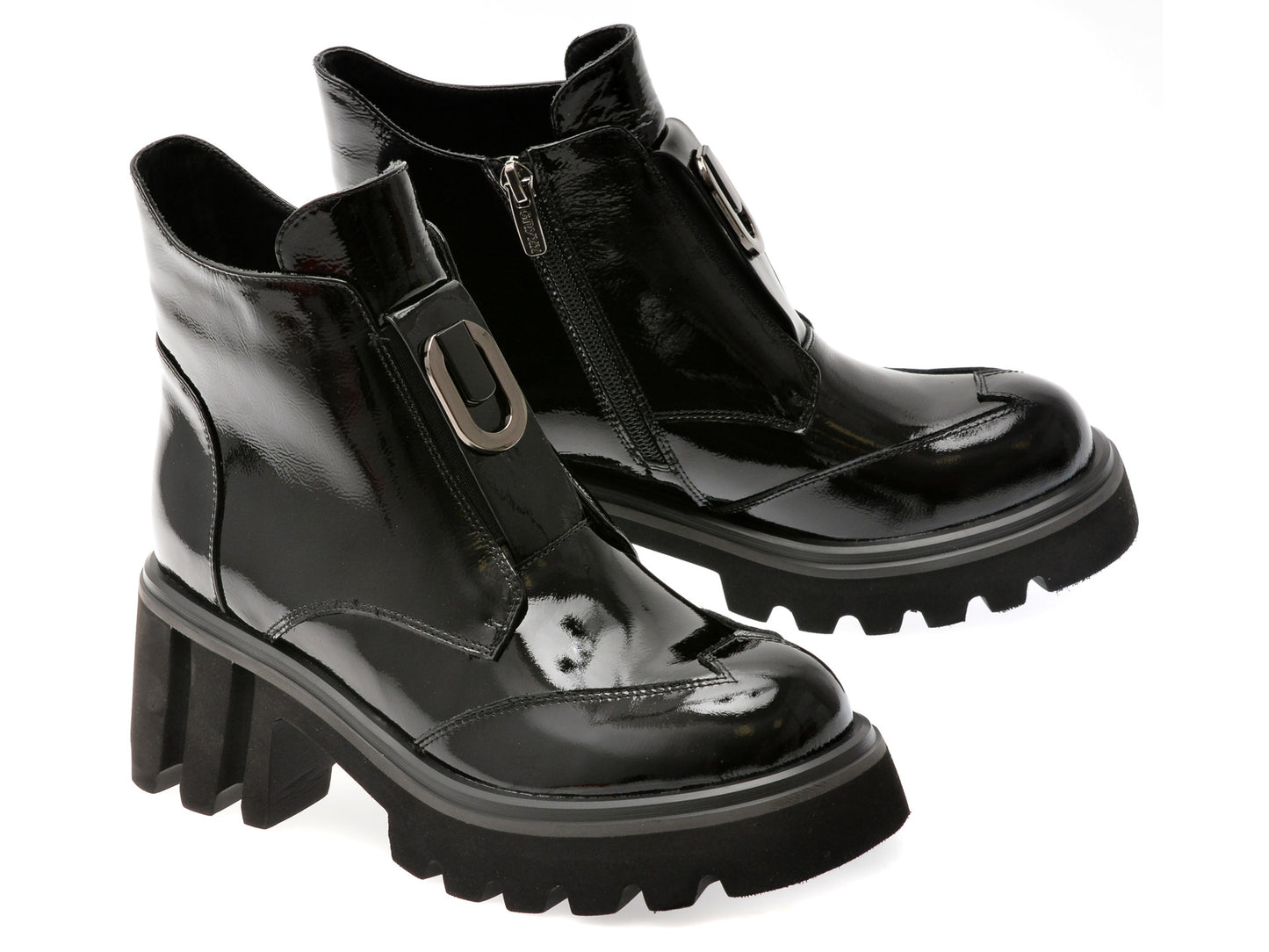 Ghete gryxo negre, RT4011, din piele naturala lacuita