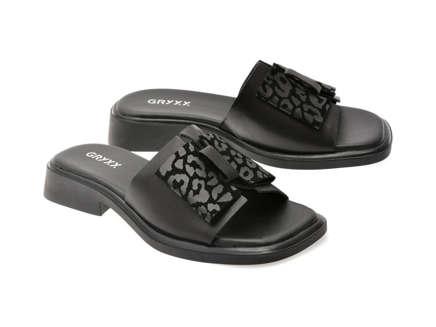Papuci gryxo albi, 6A038, din piele naturala