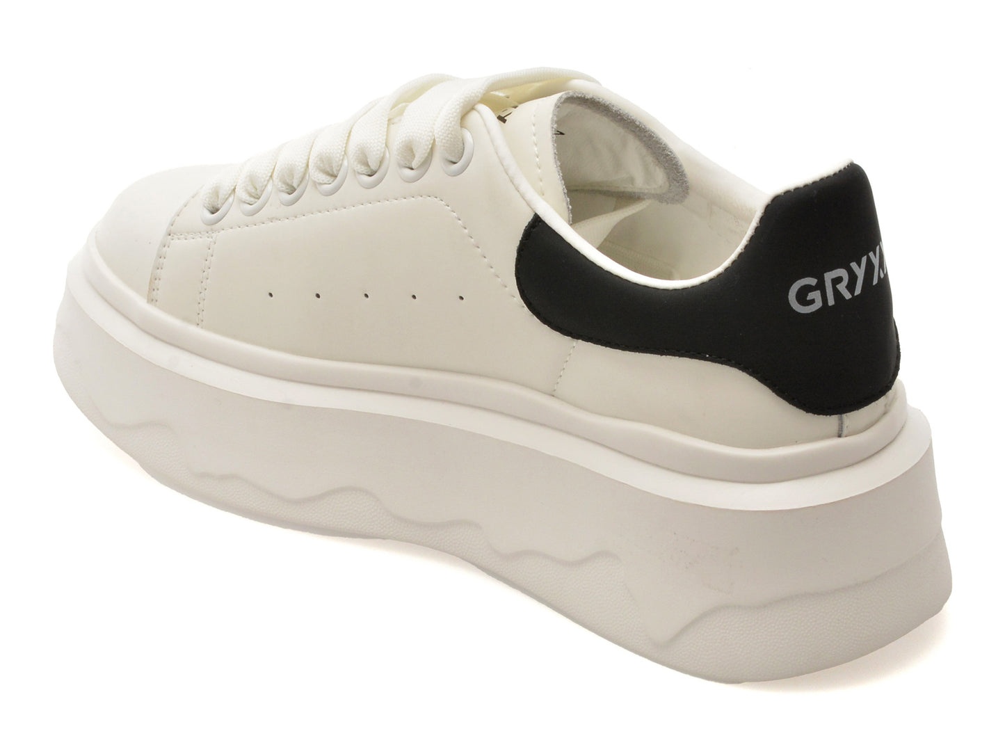 Pantofi sport gryxo alb-negru, 3F612, din piele naturala