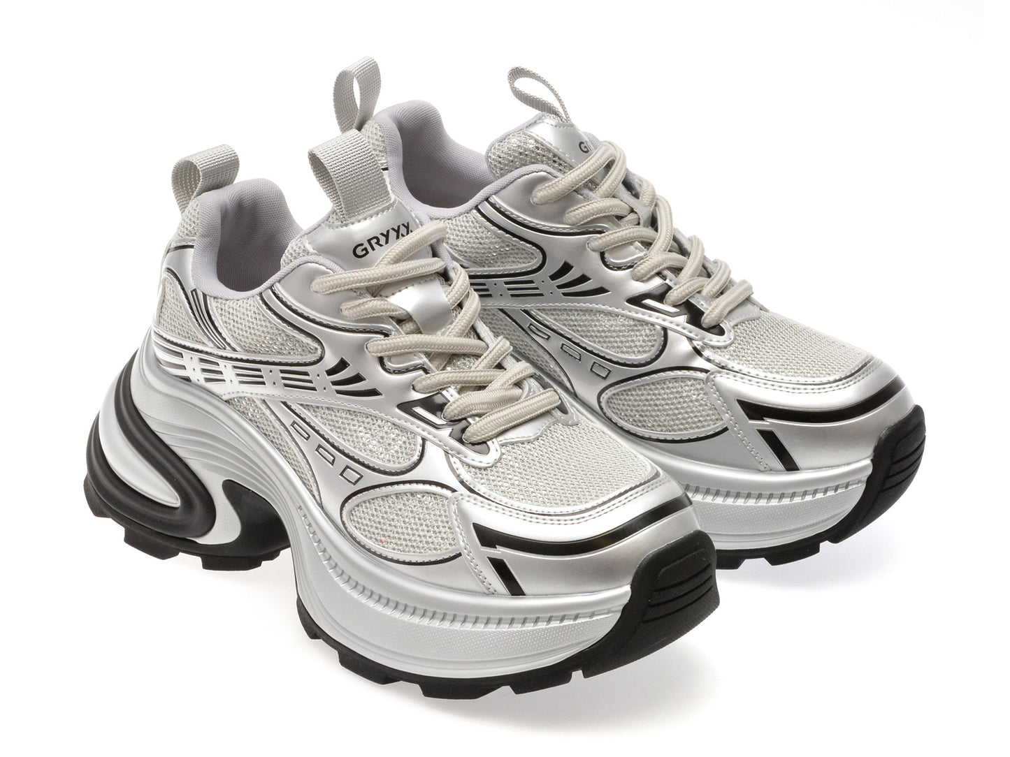 Pantofi sport gryxo argintii, 1199, din material textil
