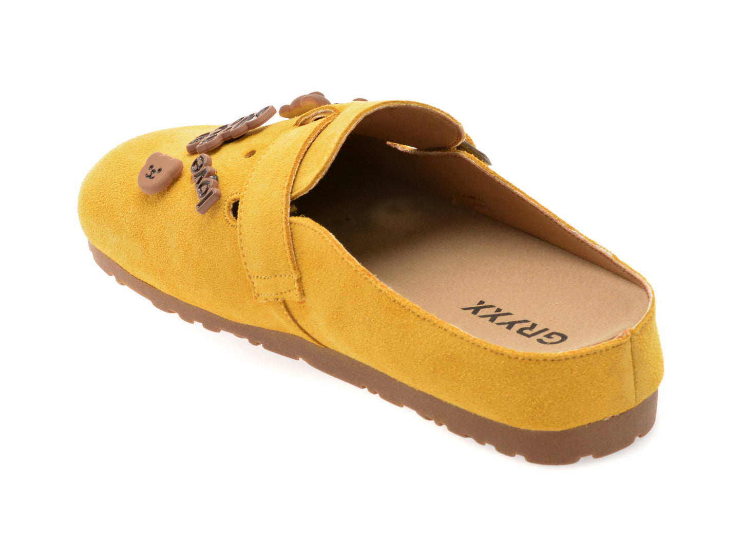 Papuci gryxo bej, B6610, din piele intoarsa