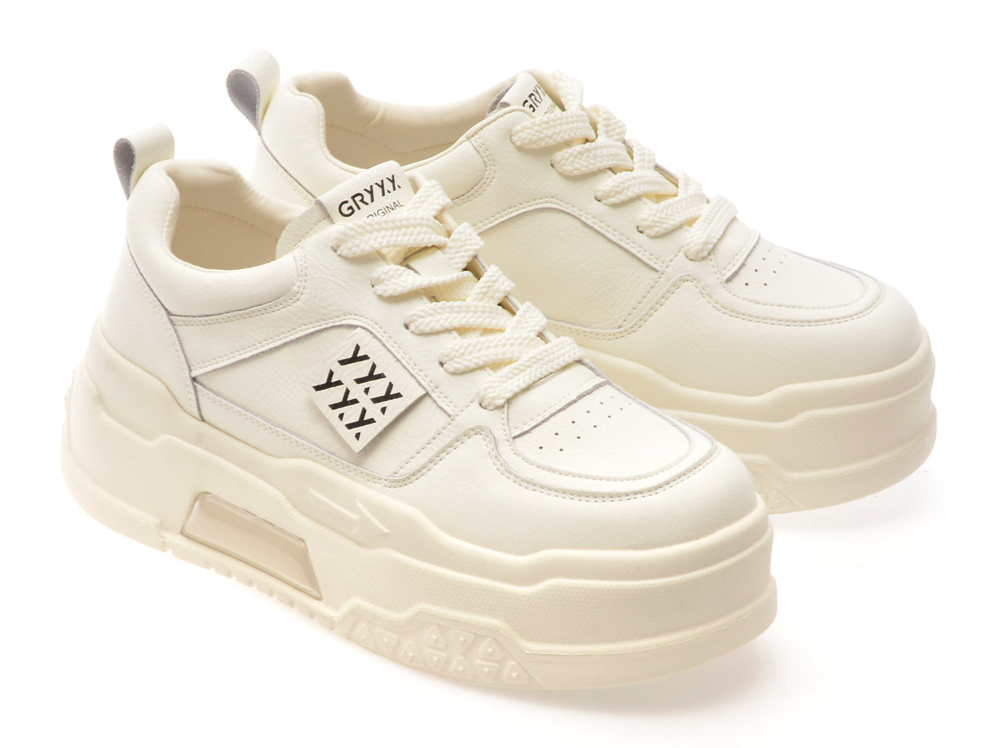 Pantofi sport gryxo albi, 2315, din piele naturala