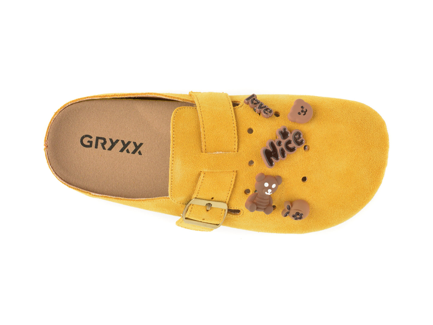 Papuci gryxo bej, B6610, din piele intoarsa